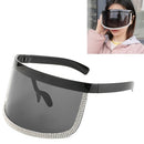 Diamond Anti-peeping Sun Mirror Integrated Anti-foam Sunscreen Mask Glasses(Sand Black Frame)