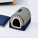 Dog Kennel Removable & Washable Pet Bed Autumn Winter Pet Supplies, Specification: L(Blue Stripes)