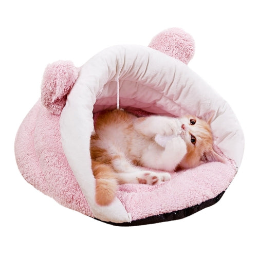 Pet Supplies Pet Bed Pet Mat Dog Cage Cat Sleeping Bag, Specification: M With Ears(Pink)