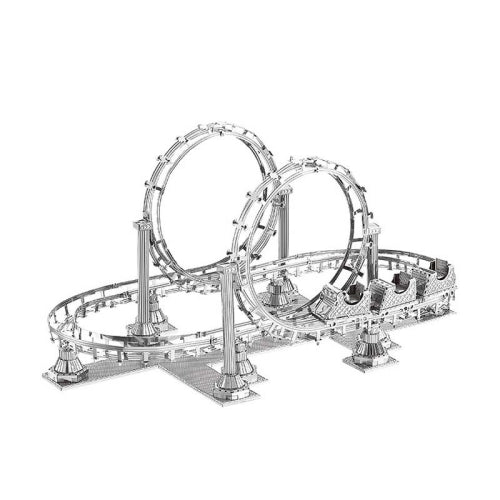 3 PCS 3D Metal Assembly Model World Building DIY Puzzle Toy, Style:Roller Coaster