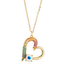 Female Simple Blue Eyes Heart-shaped Copper Inlaid Zircon Clavicle Chain