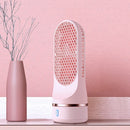 Automatic Shaking Head Tower Fan Desktop USB Charging Double Spiral Fan(Pink)