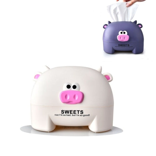 2 PCS Cartoon Calf Tissue Box Household Desktop Roll Paper Tube(white)