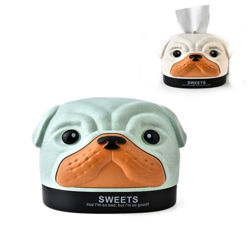 2 PCS Creative Wheat Bobbi Dog Tissue Box Living Room Bedroom Desktop Pumping Paper Roll Paper Storage Box(Green)