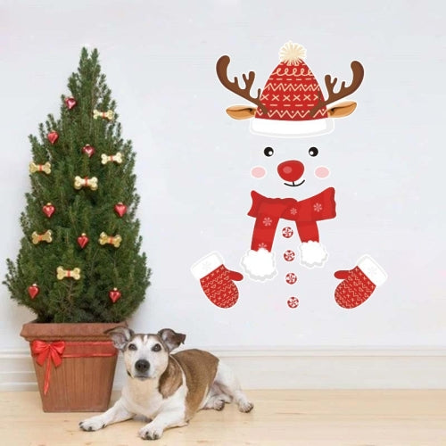 2 PCS Christmas Wall Stickers Self-adhesive Christmas Snowman Refrigerator Stickers Cartoon Children Room Door Stickers