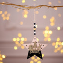 2 PCS Christmas Tree Wooden Hollow Three-dimensional Pendant Window Christmas Decoration Door Hanging(Five-pointed star)