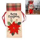 2 PCS Christmas Decorations Imitation Linen Wine Bottle Cover(Flower)