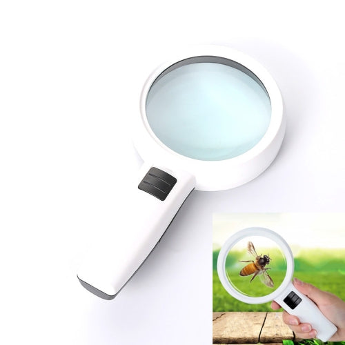 Handheld High-definition Lens with LED Light Reading and Maintenance Magnifying Glass for the Elderly, Style:110mm 30 Times Double Lens