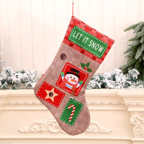 2 PCS Christmas Ornament Extra Large Linen Alphabet Christmas Stocking Gift Bag(Snowman)