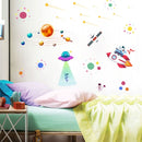 2 PCS Cartoon Solar System UFO Astronaut Wall Sticker
