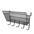 2 PCS Dormitory Upper Bunk Bedside Storage Rack Bedside Hanging Basket Hook(Black Hanging Basket + Black Hook)