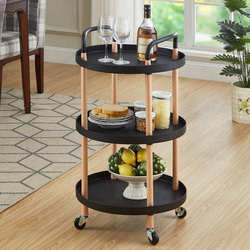 Luxury Movable Trolley Simple Kitchen Living Room Storage Tea Set Rack, Size:Three Layers(Athens Black)