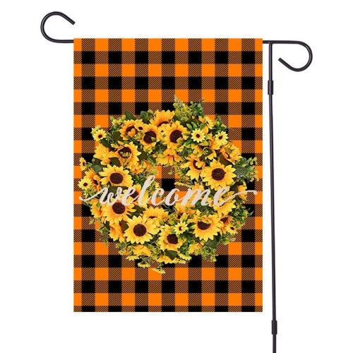 4 PCS Flax Garden Flag Garland Lattice Christmas Pattern Outdoor Decoration, Style:Yellow and Black Grid(Sunflower)