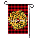 4 PCS Flax Garden Flag Garland Lattice Christmas Pattern Outdoor Decoration, Style:Red and Black Grid(Sunflower)