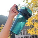 Dual-purpose Drinking cCup Straw Portable Handy Sports Water Cup, Capacity:420ml(Dark Green)