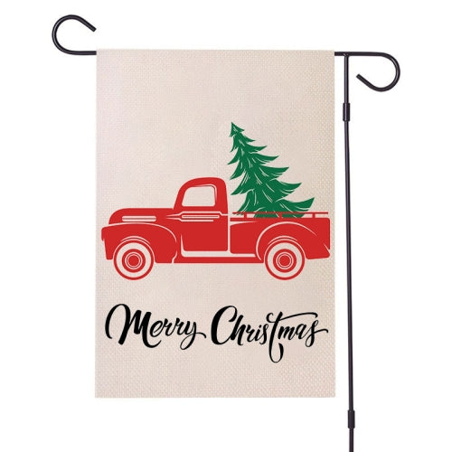 4 PCS Christmas Garden Flags Christmas Decoration Props Flags(9 Ligtht Red Car)
