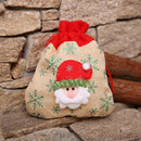 3 PCS Christmas Gift Bag Burlap Cartoon Apple Candy Bag Tote Bag(Old Man)