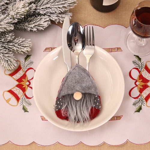 10 PCS Creative Santa Claus Faceless Doll Knife And Fork Set Holiday Tableware Decorations(Grey)