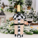 3 PCS Christmas Decorations Linen Bells Lapel Wine Bottle Sleeve Wine Champagne Sleeve( Black And White Grid)