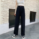 High Waist Wide Leg Pants Loose Straight Jeans, Size: XL(Black)