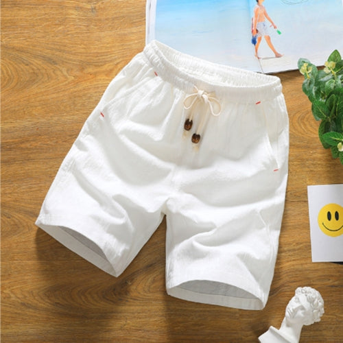 Casual Loose Cotton Linen Five-point Shorts, Size: XL(White)