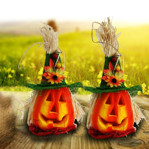 2 PCS Halloween Pumpkin Lantern Hollow Glowing Foam Bar Decoration(Green Hat)