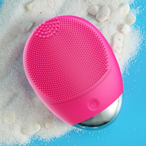 Mango Type Facial Electric Ultrasonic Silicone Cleanser(Rechargeable Rose Red)
