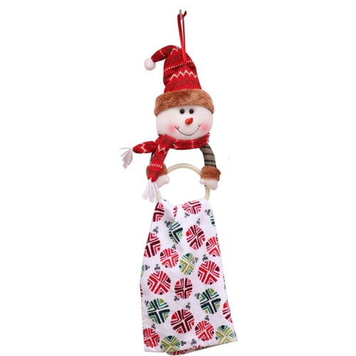 2 PCS Christmas Decorations Hotel Shopping Mall Clothes Napkin Ring Home Towel Pendant Ring(Snowman )