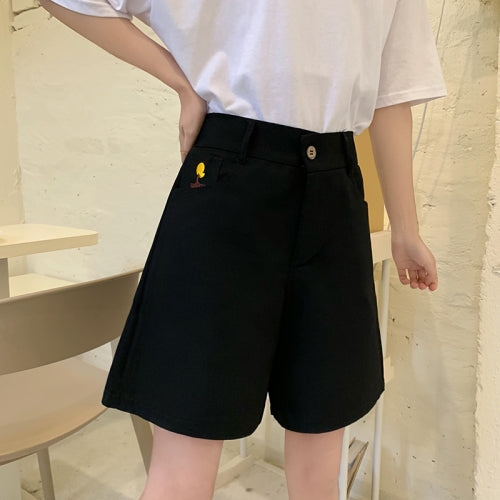 Women Summer Loose High Waist Wide Leg Casual Pants, Size: S(Black)