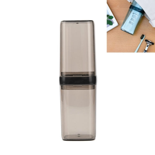 2 PCS Travel Toothbrush Box Portable Couples Set Mouthwash Cup(Transparent Coffee)