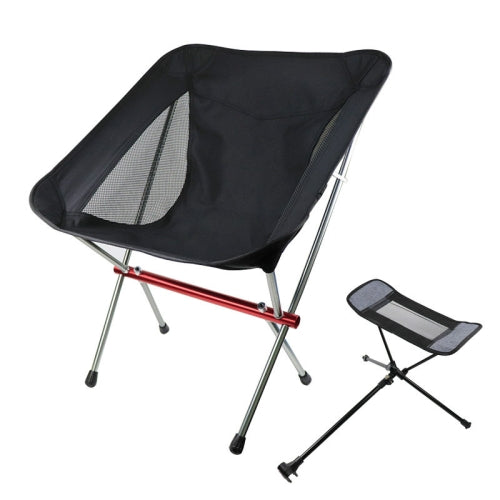 Outdoor Beach Chair Aluminum Alloy Ultra Light Camping Barbecue Fishing Portable Folding Back Chair(Folding Chair + Telescopic Tripod)