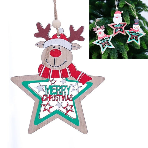 10 PCS Christmas Decorated Christmas Tree Fve-pointed Star PaintedPendant(Elk )