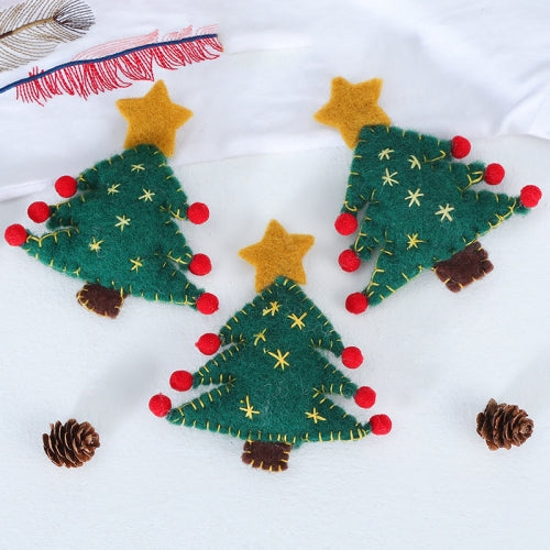 3 PCS/Set Christmas Decoration Handmade Wool Felt DIY Christmas Tree Pendant(Green)