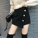 High Waist Slim Shorts Irregular Wide Leg Skirt, Size: S(Black)