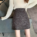 High Waist Zebra Pattern Temperament Wild A-Line Skirt, Size: S(Coffee)