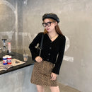 Autumn Pure Color All-Match Long-Sleeved Sweater V-Neck Single-Breasted Cardigan Jacket, Size: Free Size(Black)