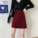 Autumn And Winter High Waist Slim PU Short Skirt Anti-Empty Black All-Match A-Line Skirt, Size: S(Red)