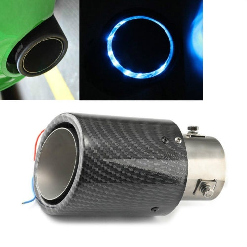 Car Modification Carbon Fiber Luminous Tail Throat LED Lights Modified Car Exhaust Pipe Spitfire Tail Throat, Style:Side(Blue)