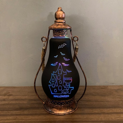 Halloween Decoration LED Oil Lamp Hotel Family Crafts Ornaments, Specifications:Castle L