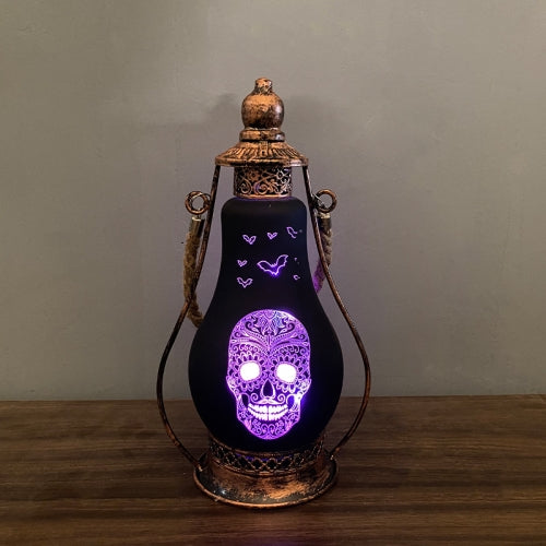 Halloween Decoration LED Oil Lamp Hotel Family Crafts Ornaments, Specifications:Skull Black L