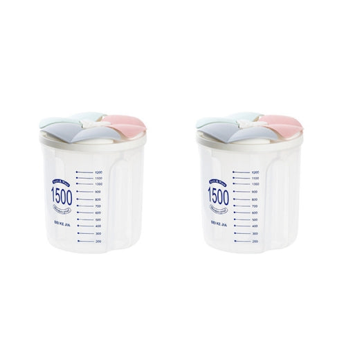 2 PCS Kitchen Petals Moisture-proof Storage Cans Plastic Compartment Sealed Food Cans, Capacity:3 Grids