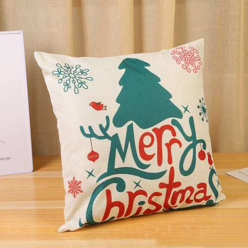 2 PCS Christmas Decoration Linen Pillowcase Cover without Core(Christmas Tree)