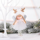 4 PCS Christmas Plush Net Yarn Sequined Angel Charm Children Doll Gift Christmas Tree Pendant, Style:Antler(White)