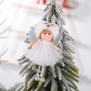 4 PCS Christmas Plush Net Yarn Sequined Angel Charm Children Doll Gift Christmas Tree Pendant, Style:Plush Hat(White)
