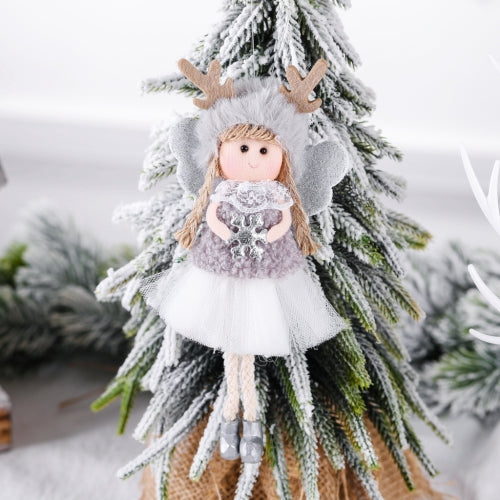 3 PCS Christmas Decorations Christmas Tree Pendant Children Gift Doll, Style:Snowflake Girl(Grey)