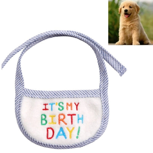 3 PCS Pet Saliva Towel Birthday Bib Embroidered Triangle Scarf Small Dog Collar, Size: Large(Blue Edge)
