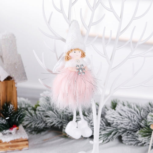 3 PCS Christmas Decoration Plush Girl Angel Pendant Christmas Tree Pendant Gift, Style:Snowflake Angel(Pink)