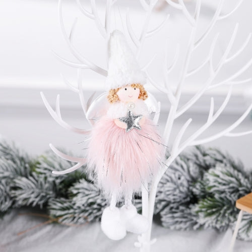 3 PCS Christmas Decoration Plush Girl Angel Pendant Christmas Tree Pendant Gift, Style:Five Star Angel(Pink)