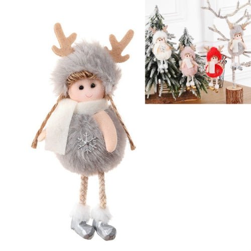 4 PCS Christmas Plush Angel Charm Children Doll Gift Christmas Tree Pendant, Style:Snowflake Angel(Grey)