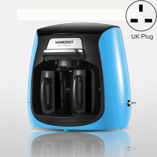 Homezest Household Mini Double Cup Coffee Maker Freshly Ground Small Automatic Drip Coffee Machine, Style:UK Plug(Blue)